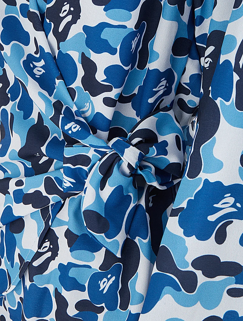 Blouse style portefeuille imprimée à col cache-coeur - Bleu