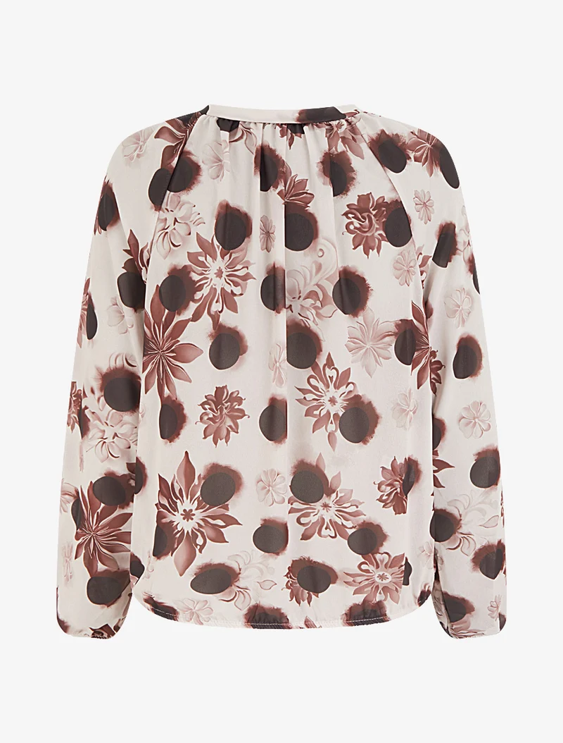 Blouse en voile imprimé floral coupe boule - Marron