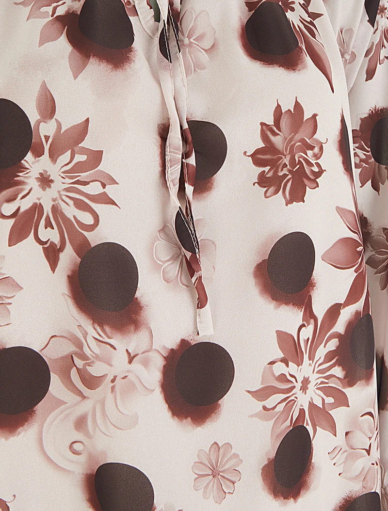 Blouse en voile imprimé floral coupe boule - Marron