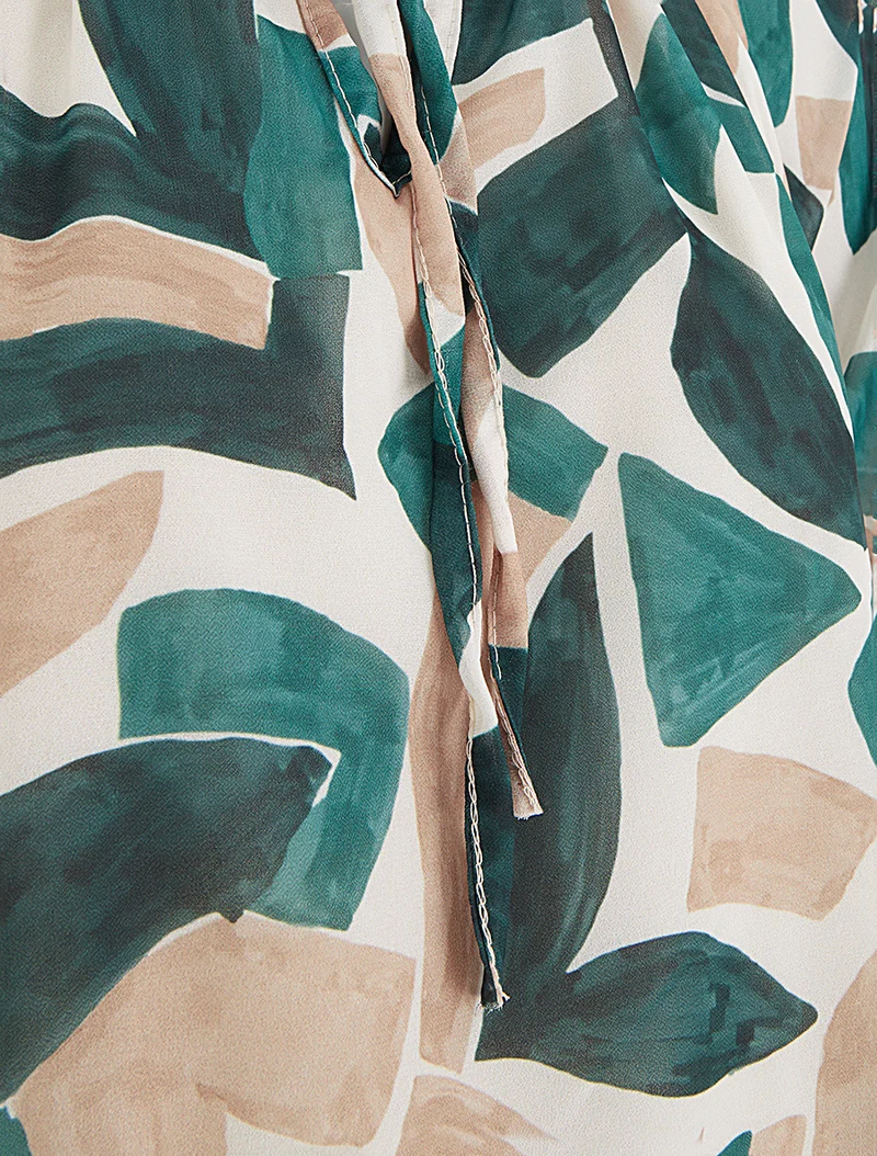 Blouse en voile imprimé abstrait coupe boule - Vert