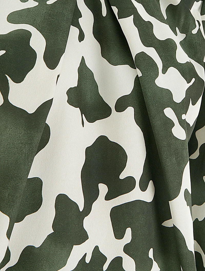 Blouse satiné imprimé vache - Kaki