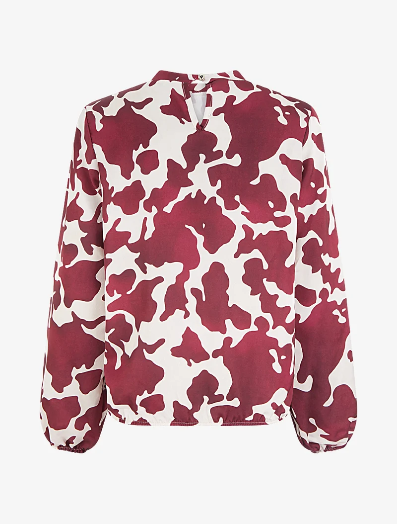 Blouse satiné imprimé vache - Lie de vin