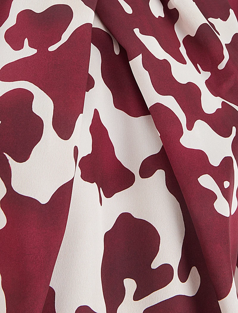 Blouse satiné imprimé vache - Lie de vin