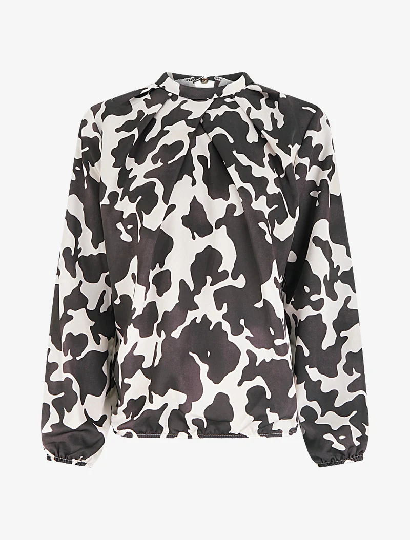 Blouse satiné imprimé vache - Chocolat