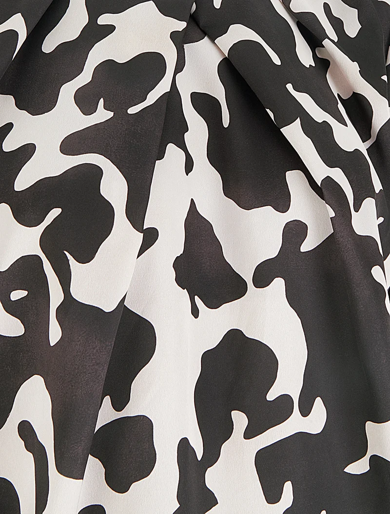 Blouse satiné imprimé vache - Chocolat