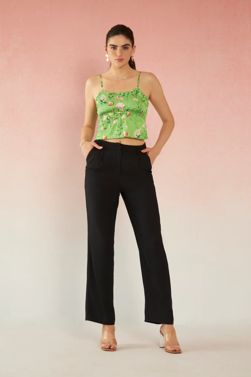Laurel|Satin Bustier Strappy Top With Ruffles