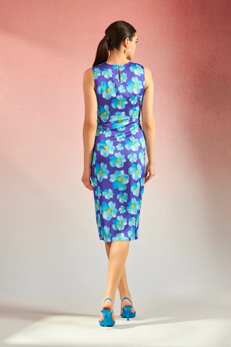 Hyacinth|Satin Knot Detail Midi Dress