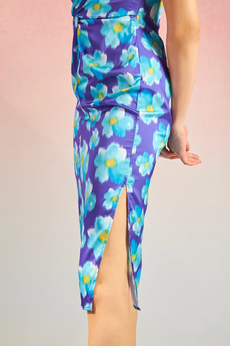 Hyacinth|Satin Knot Detail Midi Dress