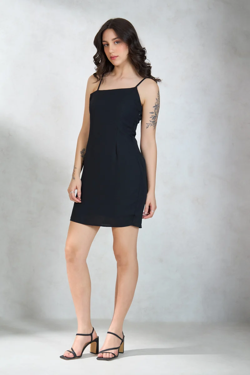 Tyra|Crepe Asymmetric Mini Dress