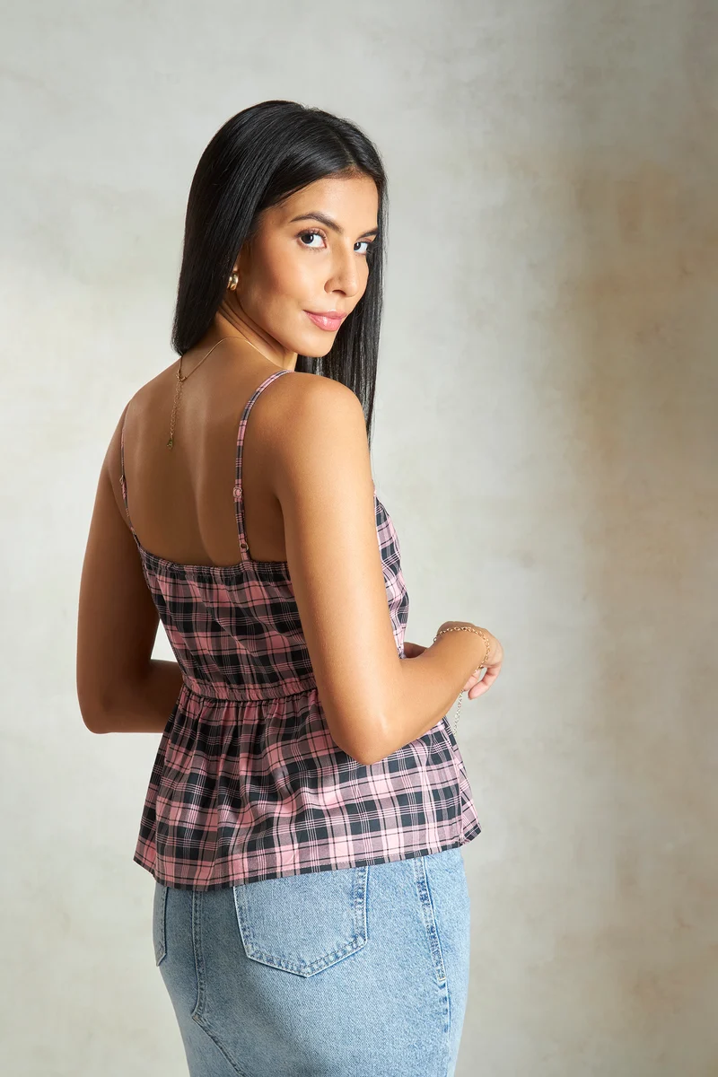 Sandy Top|100% Cotton Peplum Vneck Fitted Waist Top