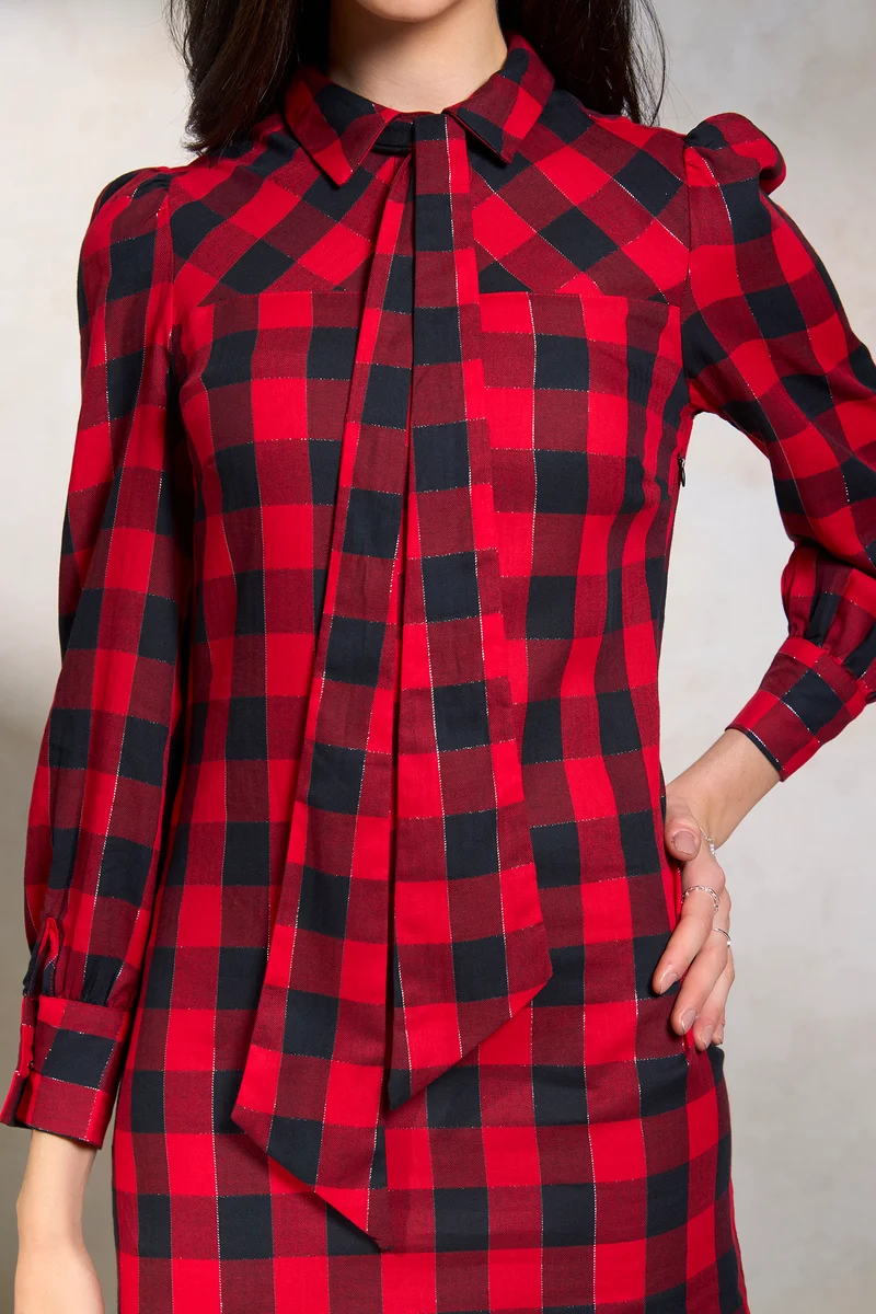 Eden|100% Cotton Sheath Dress With Neck Tie-Up
