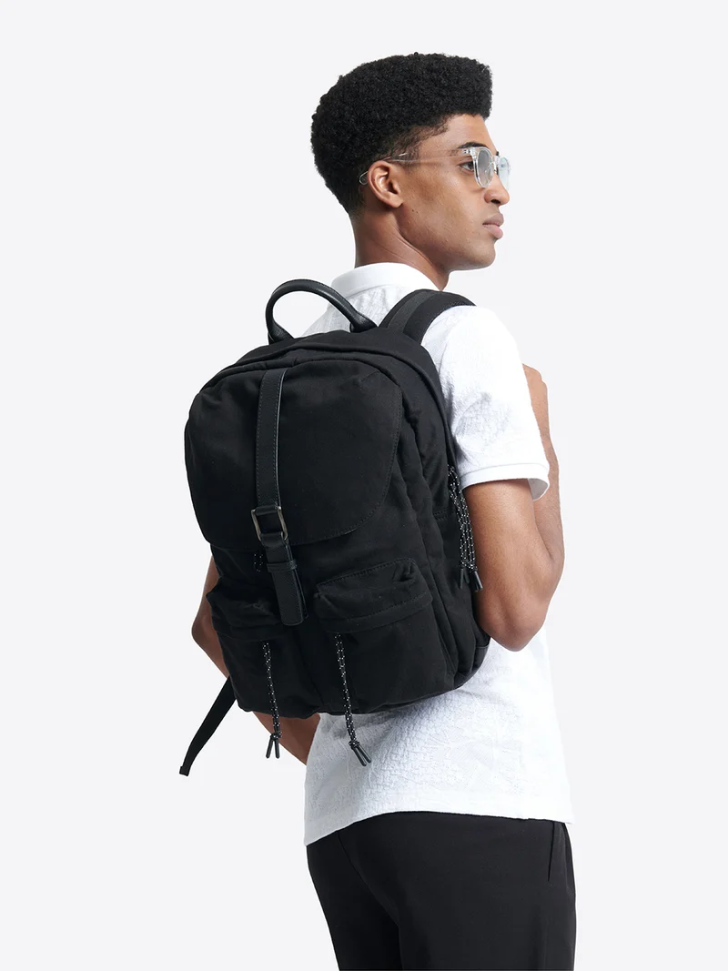Sac à dos bi-matière en cuir de vachette