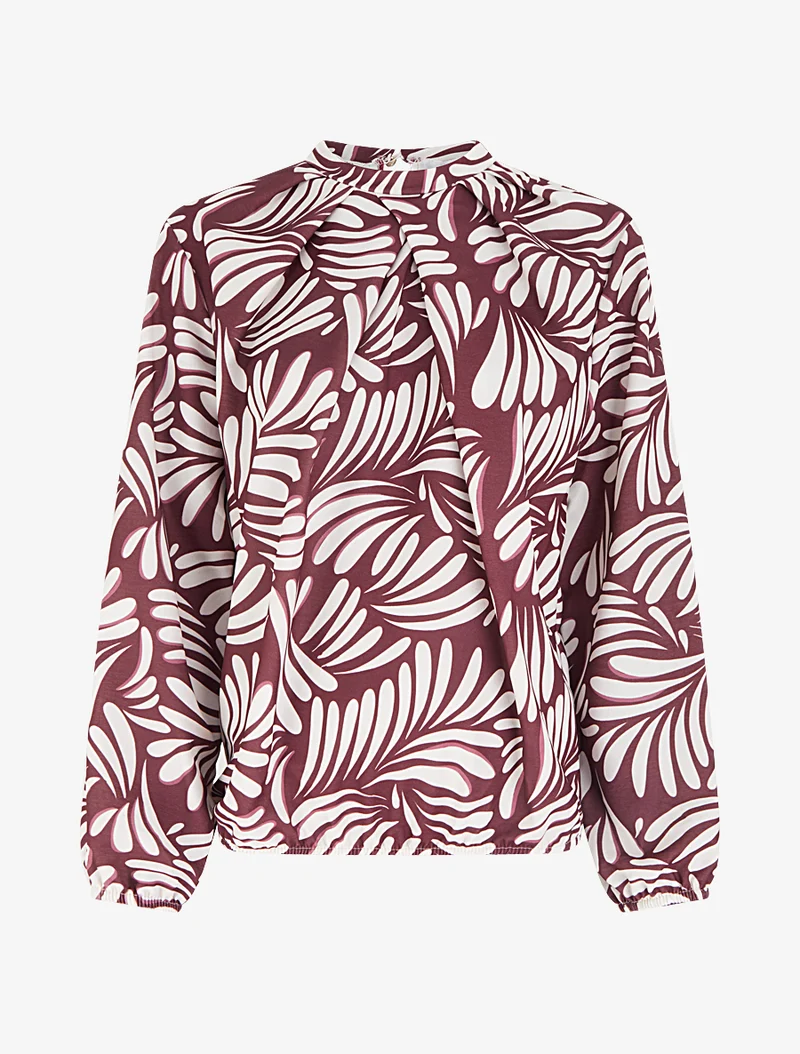 Blouse imprimé fantaisie coupe boule - Lie de vin