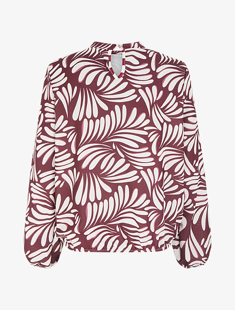Blouse imprimé fantaisie coupe boule - Lie de vin