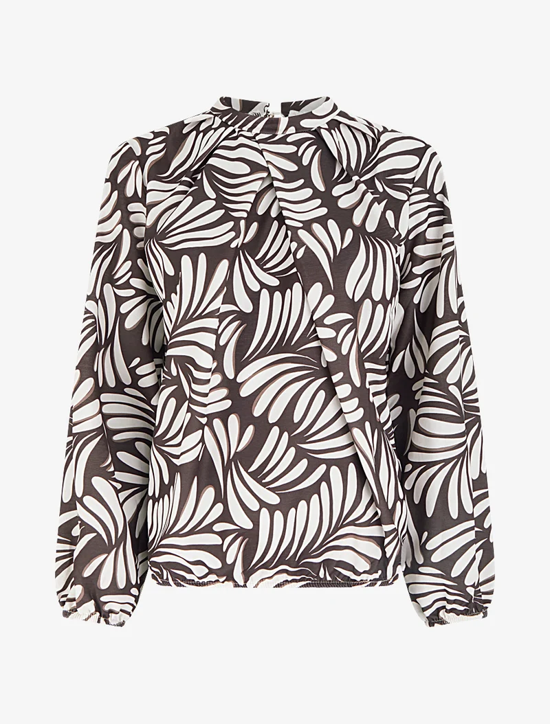 Blouse imprimé fantaisie coupe boule - Marron