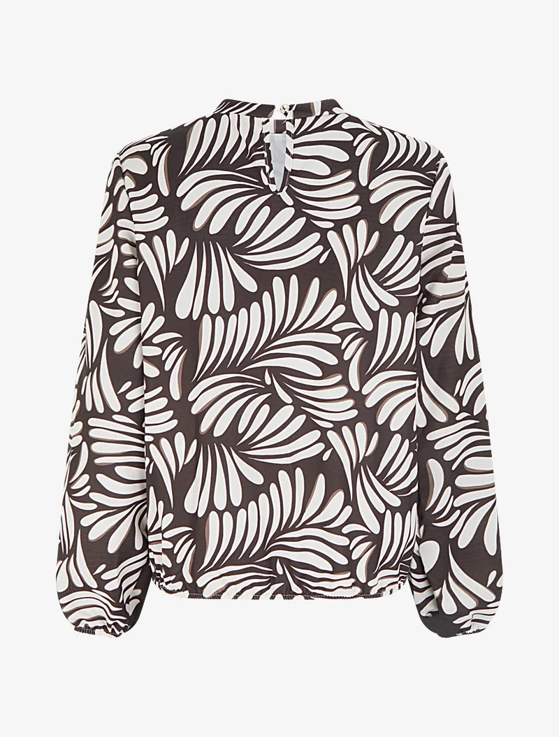 Blouse imprimé fantaisie coupe boule - Marron