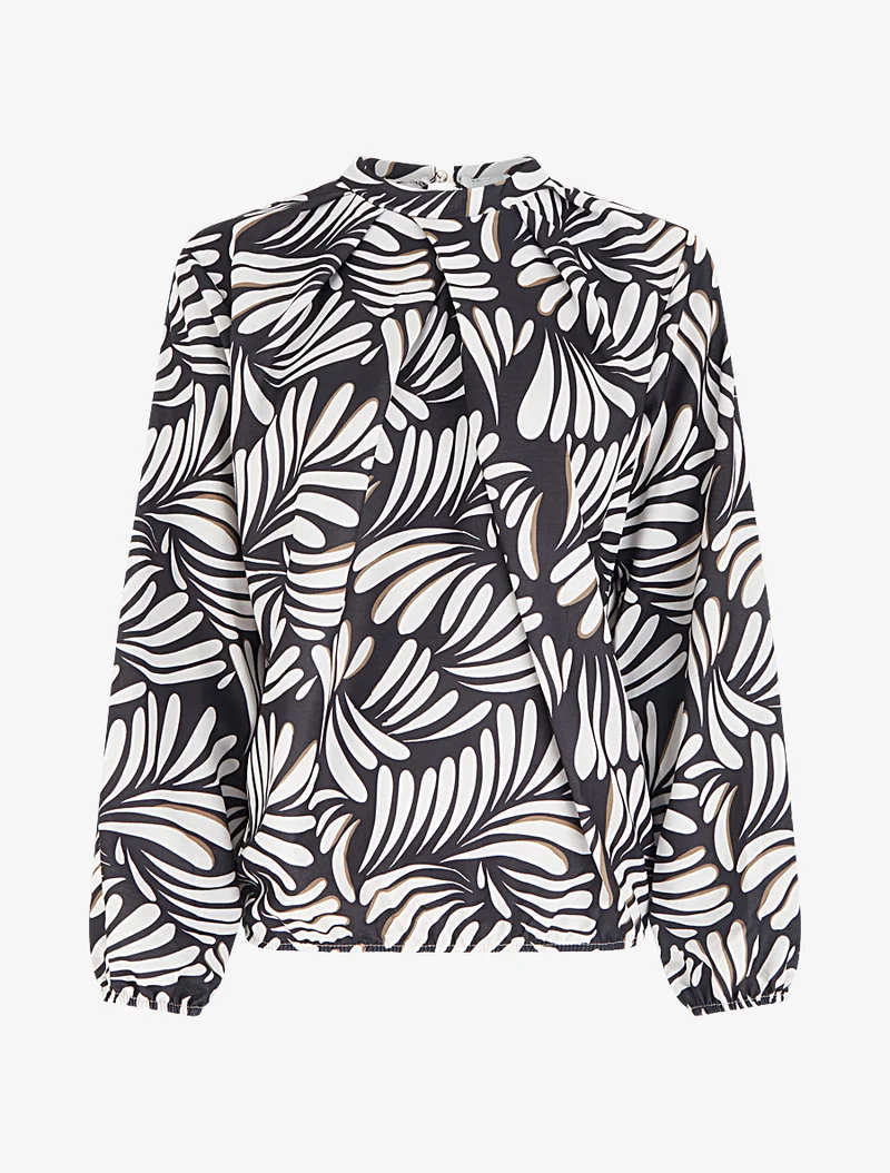 Blouse imprimé fantaisie coupe boule - Noir