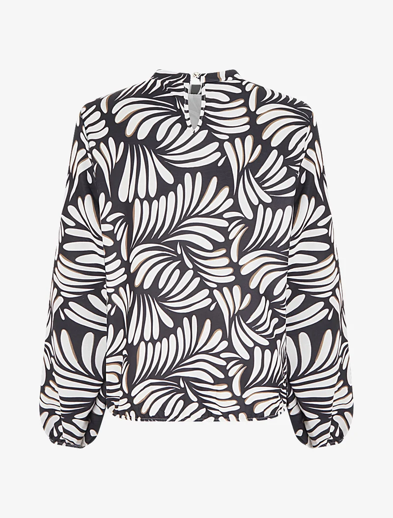 Blouse imprimé fantaisie coupe boule - Noir