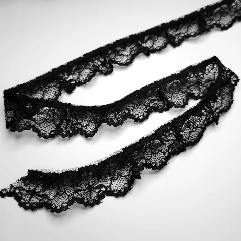 Galon de dentelle Raschel froncé | 30 mm - 1 1/8"