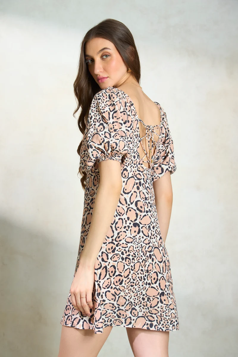 Nirja|100% Viscose Back Tie-Up Sheath Dress