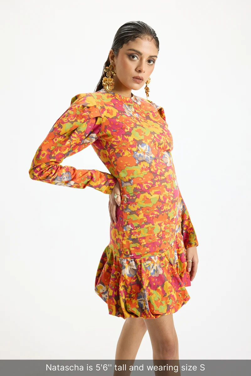 Kaina|Cotton Stretch Floral Bodycon Dress