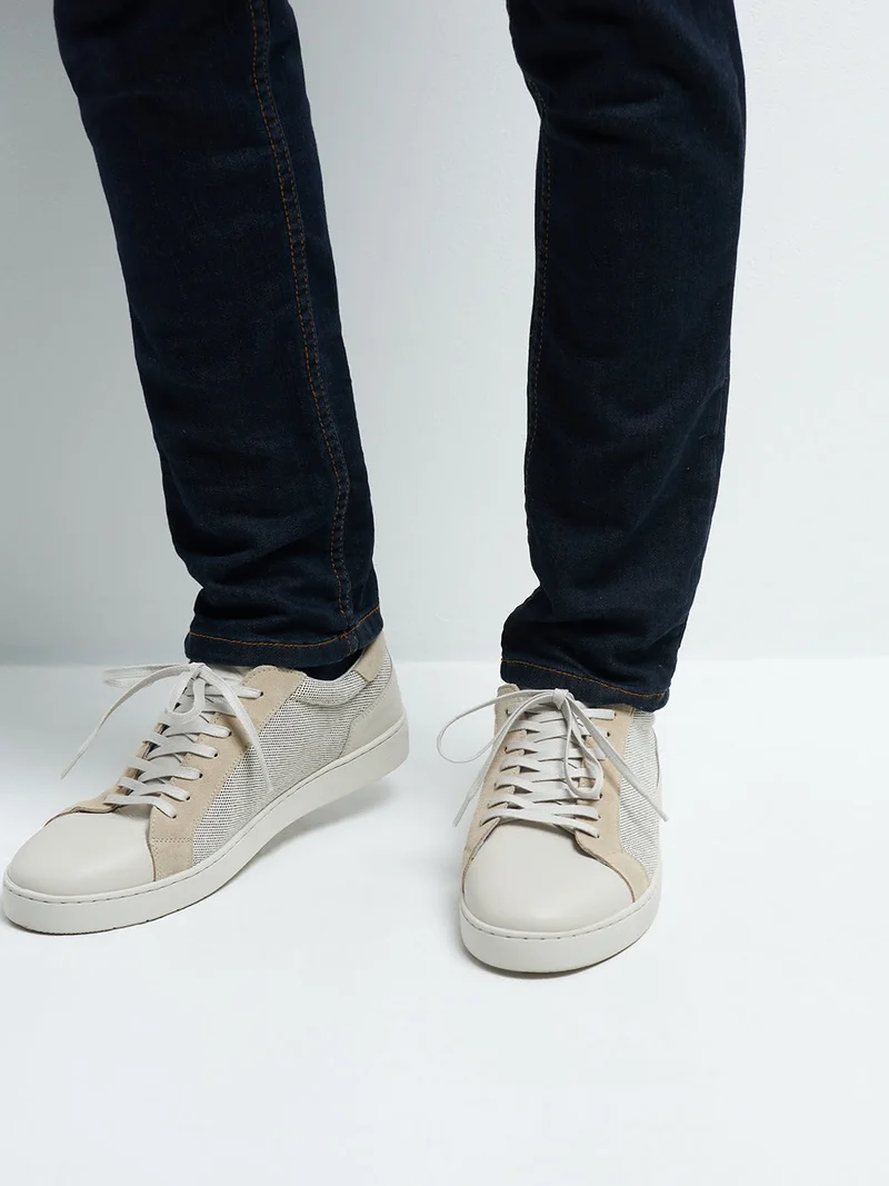 Baskets en cuir et textile