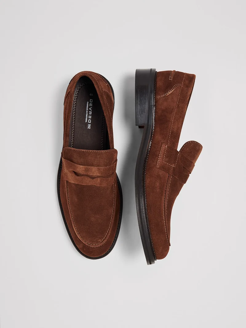 Mocassins penny loafer en cuir suédé