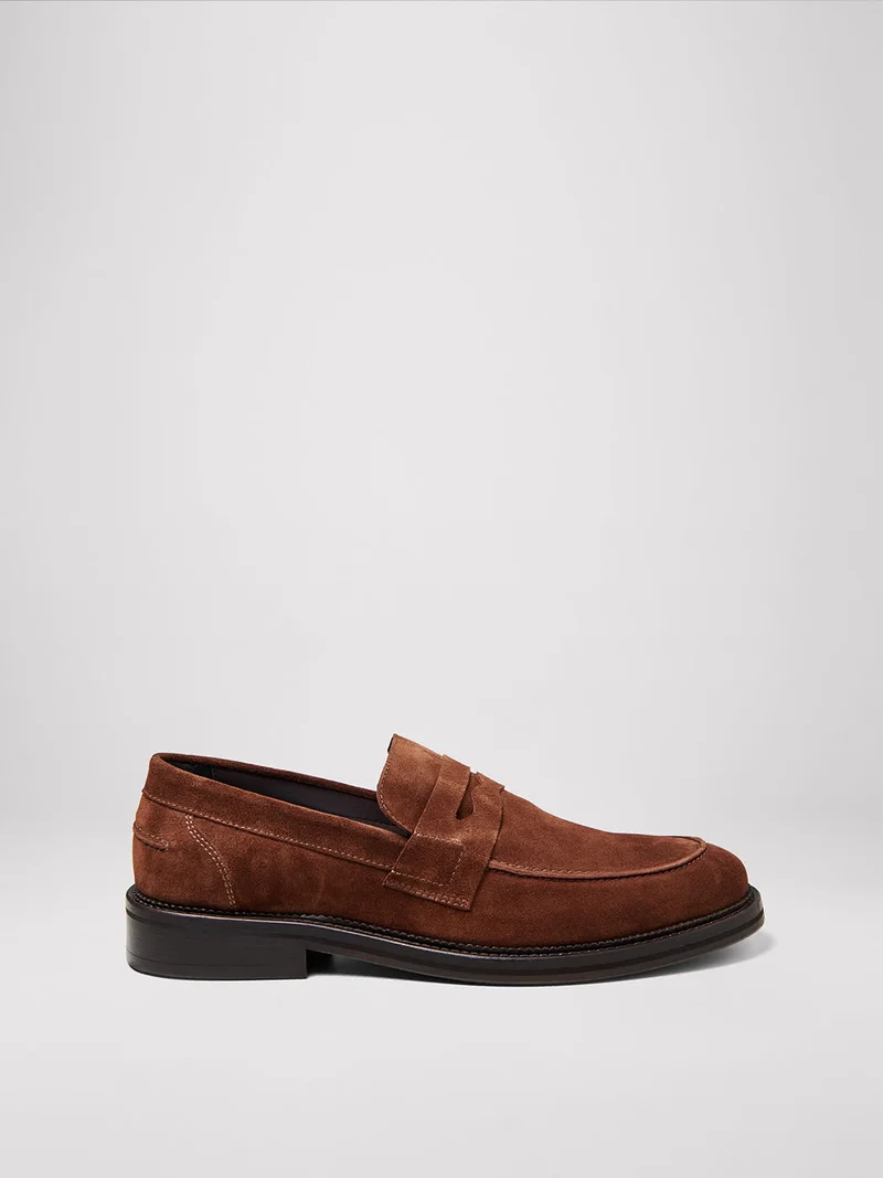 Mocassins penny loafer en cuir suédé