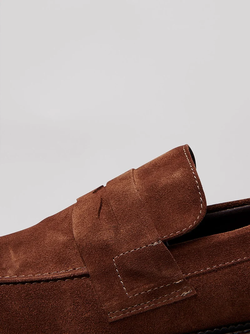 Mocassins penny loafer en cuir suédé
