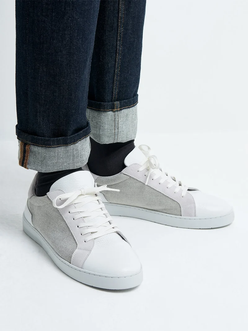 Baskets en cuir et textile