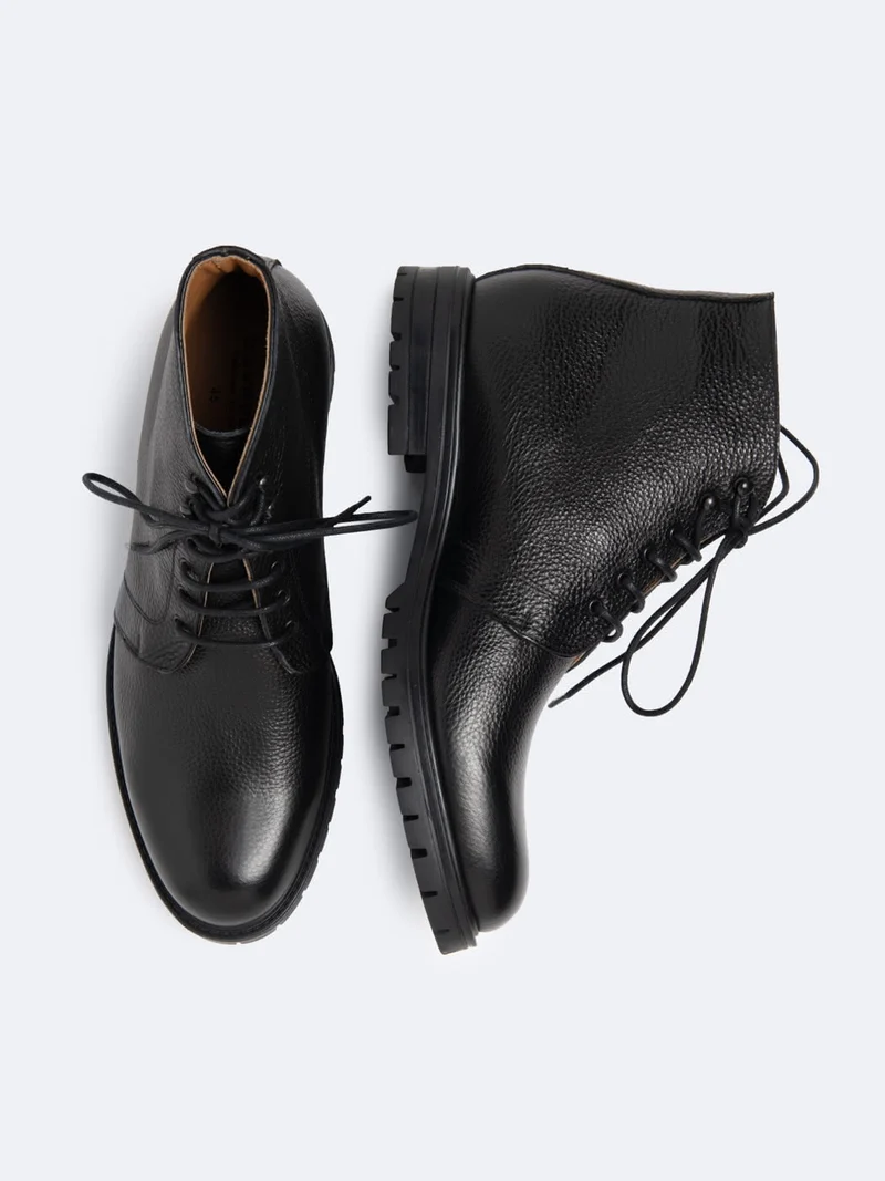 Bottines en cuir grainé