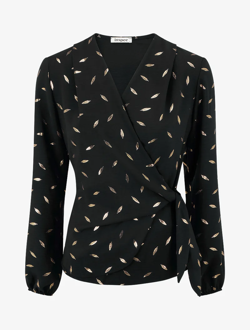 Top style portefeuille à plumes irisées - Noir