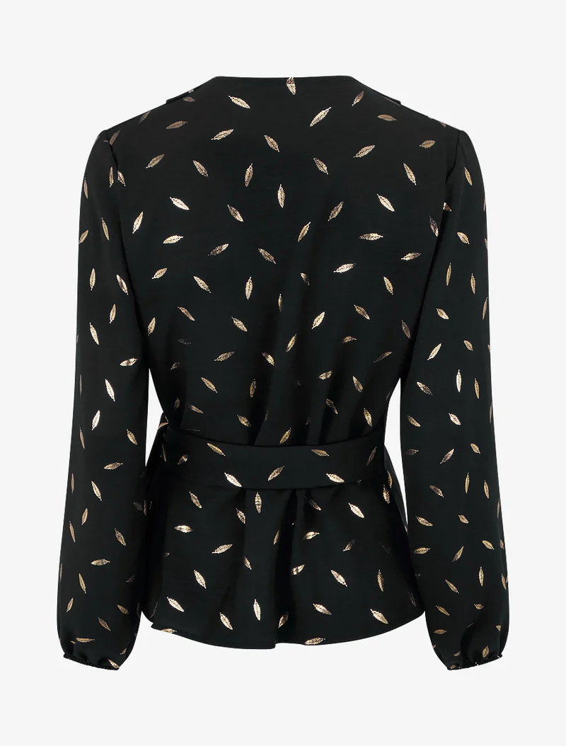 Top style portefeuille à plumes irisées - Noir
