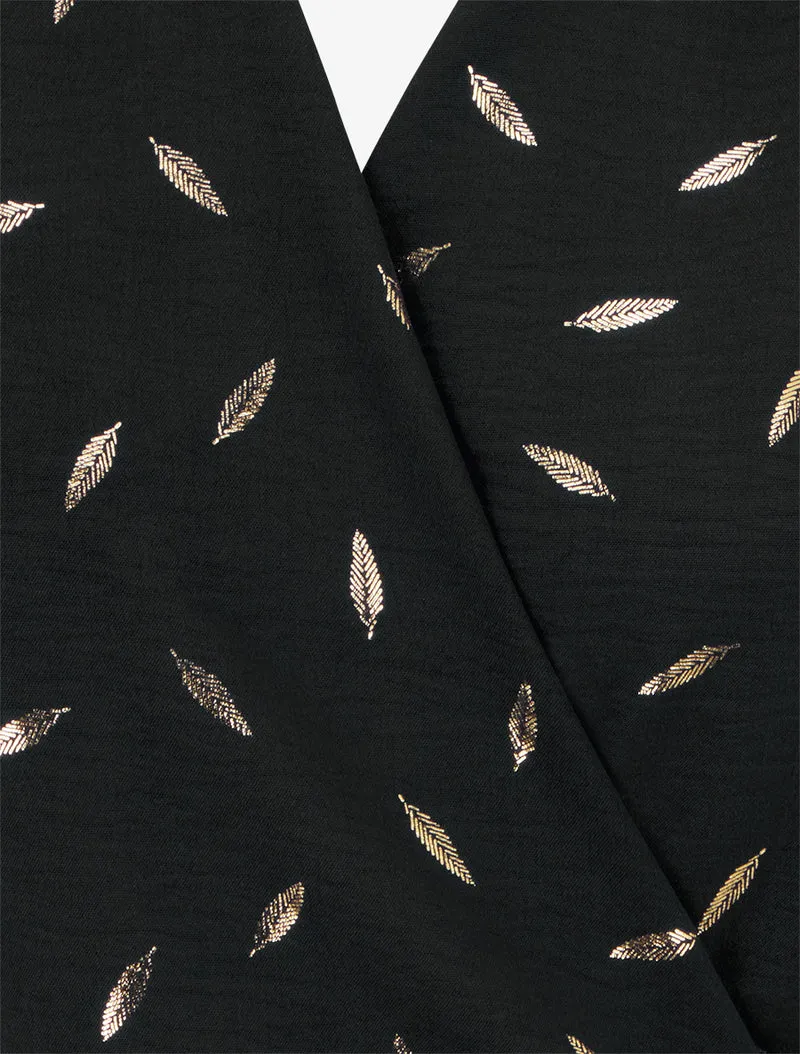 Top style portefeuille à plumes irisées - Noir