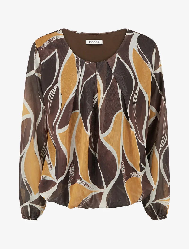 Top boule irisé imprimé stylisé - Marron