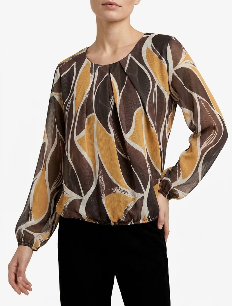 Top boule irisé imprimé stylisé - Marron