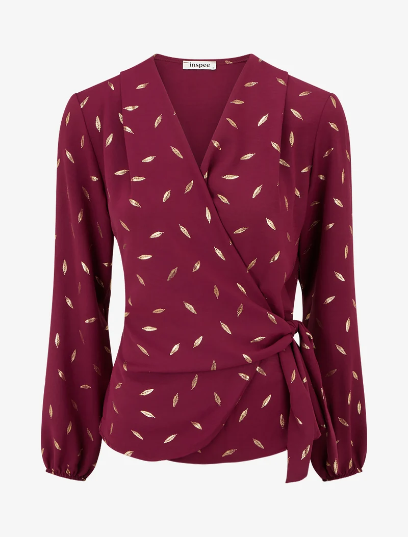 Top style portefeuille à plumes irisées - Bordeaux