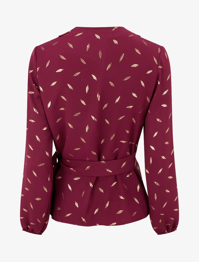 Top style portefeuille à plumes irisées - Bordeaux