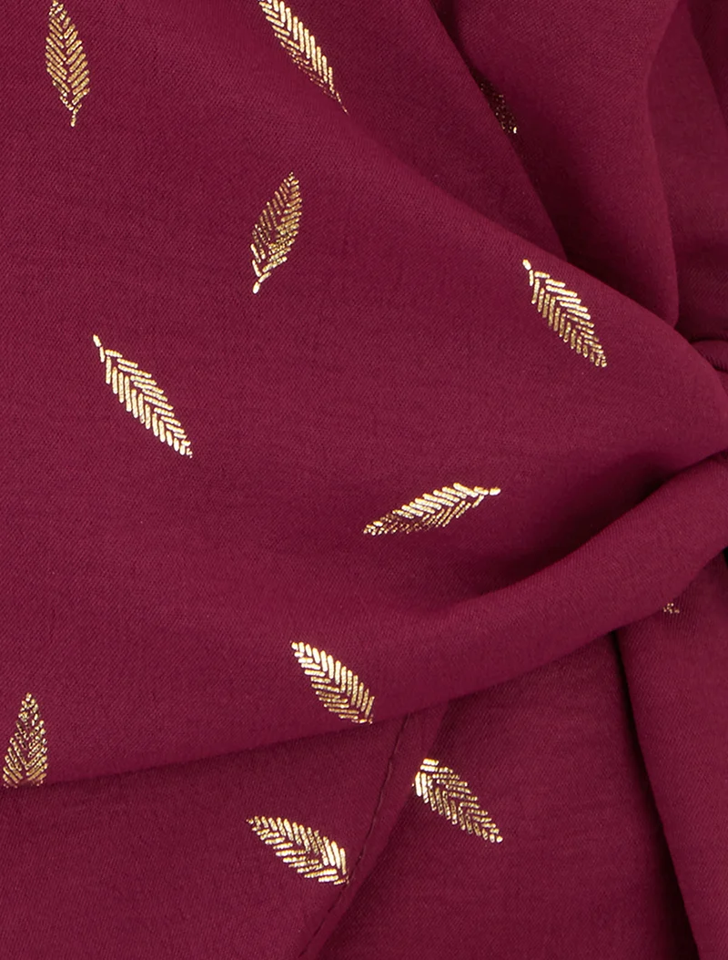Top style portefeuille à plumes irisées - Bordeaux