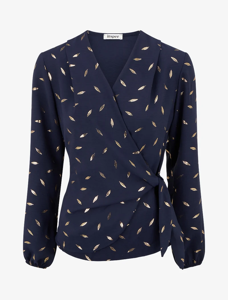 Top style portefeuille à plumes irisées - Marine