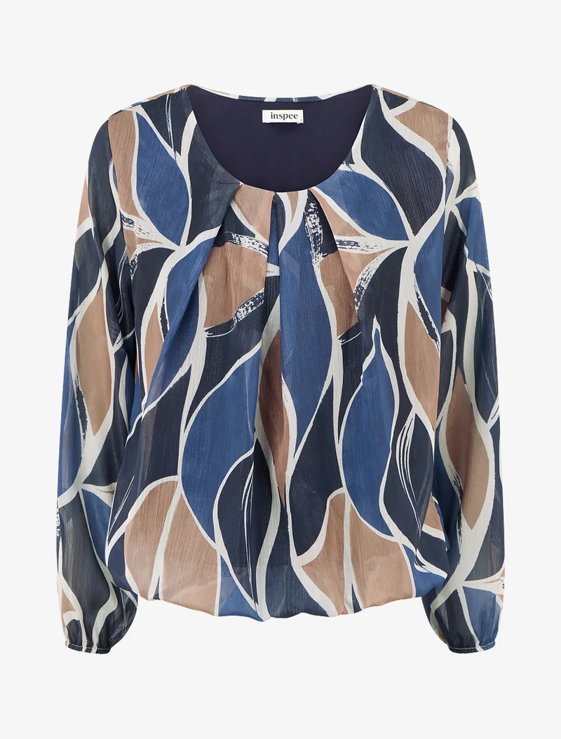 Top boule irisé imprimé stylisé - Marine