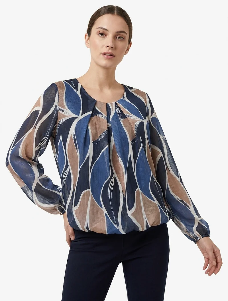 Top boule irisé imprimé stylisé - Marine