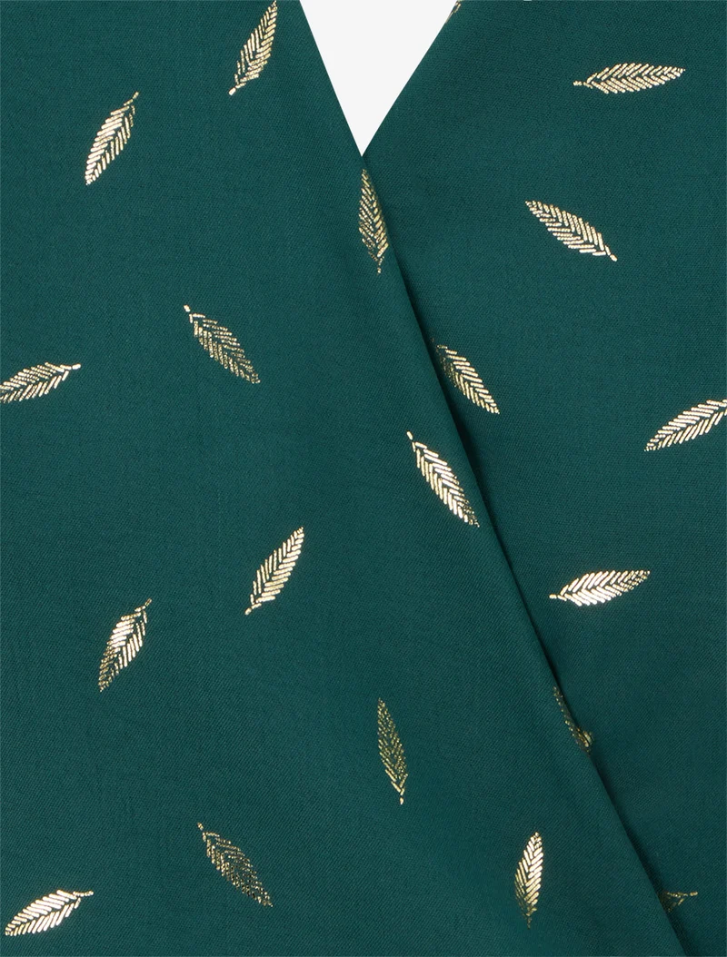 Top style portefeuille à plumes irisées - Vert sapin
