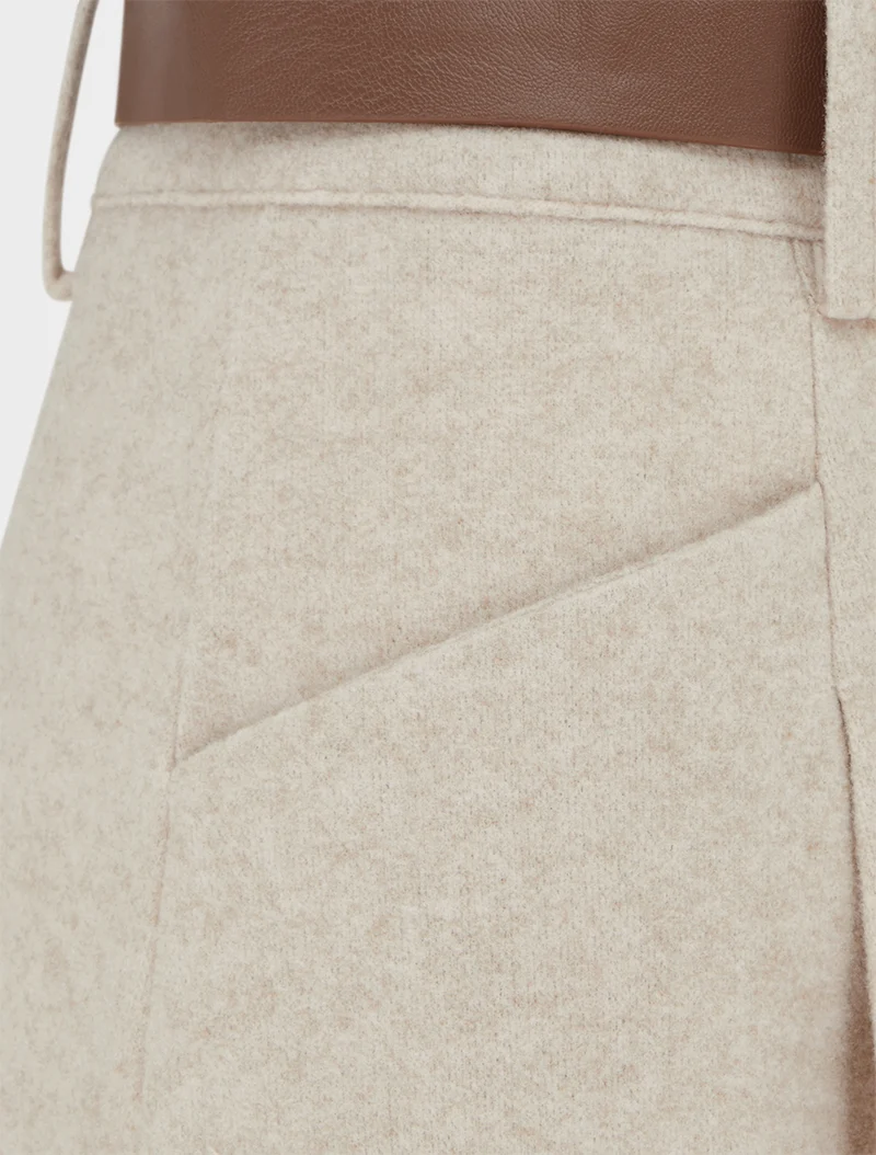 Jupe longue évasée en flanelle - Beige