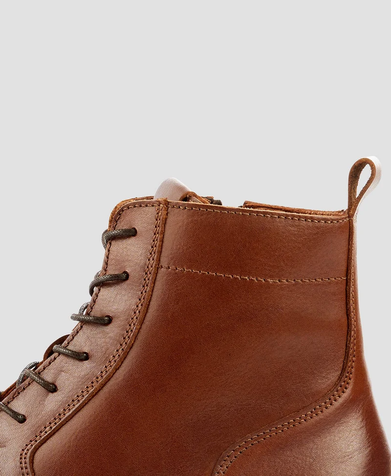 Bottines en cuir à lacets et zip