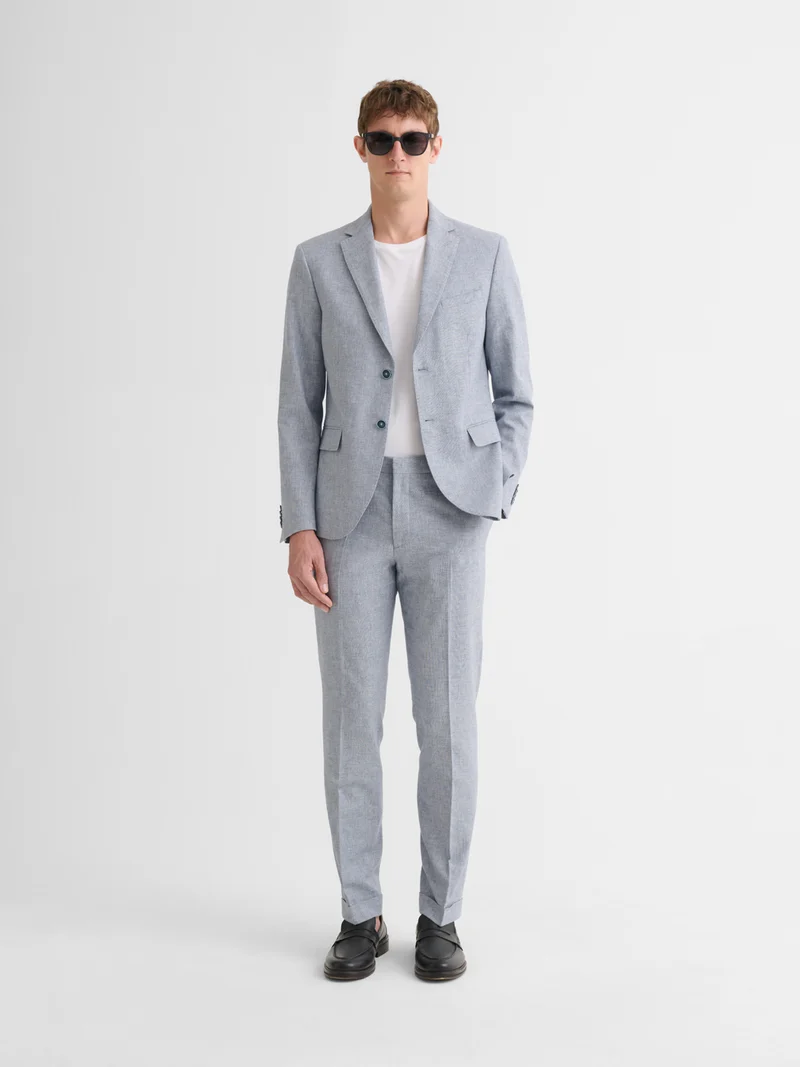 Pantalon de costume slim en coton lin