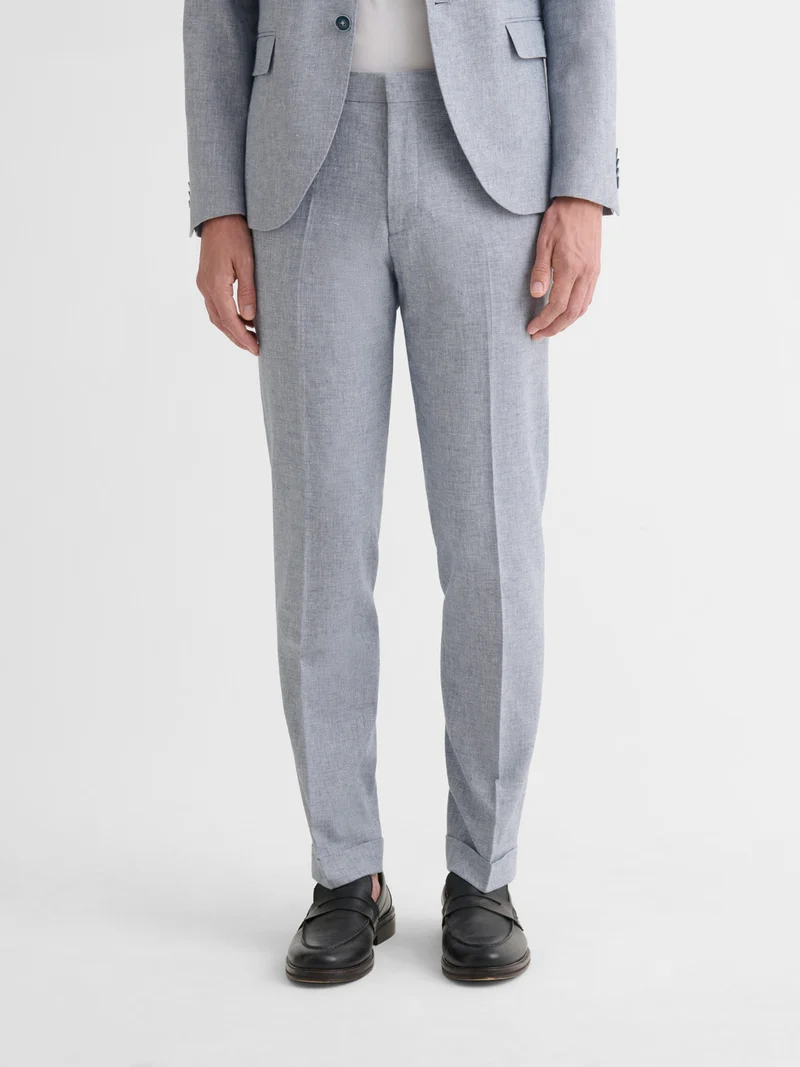 Pantalon de costume slim en coton lin