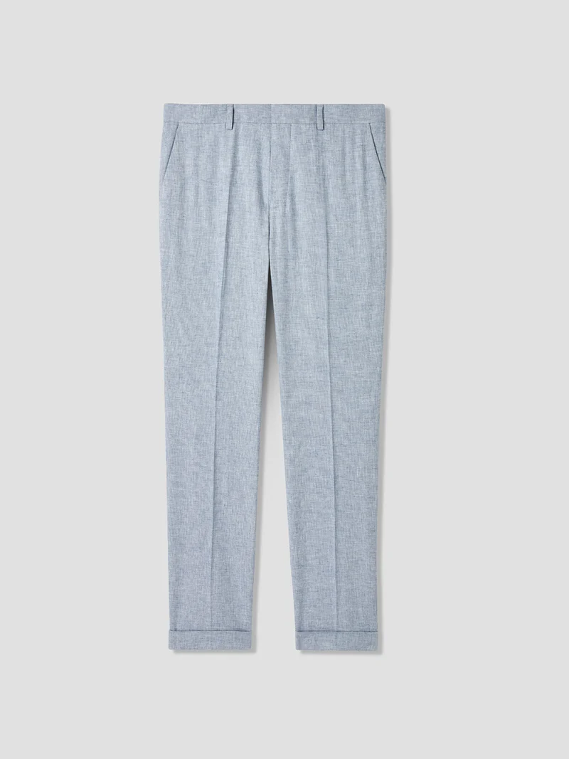 Pantalon de costume slim en coton lin