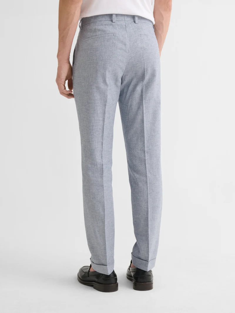 Pantalon de costume slim en coton lin