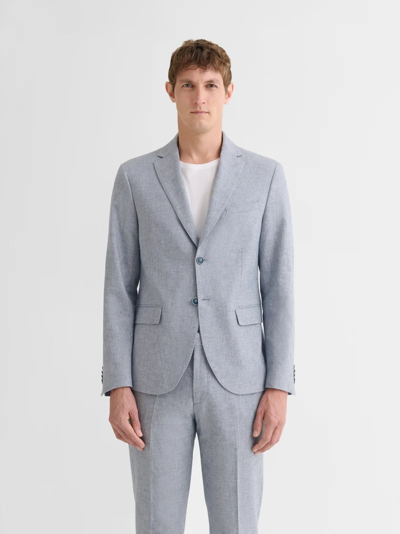 Veste de costume slim en coton lin